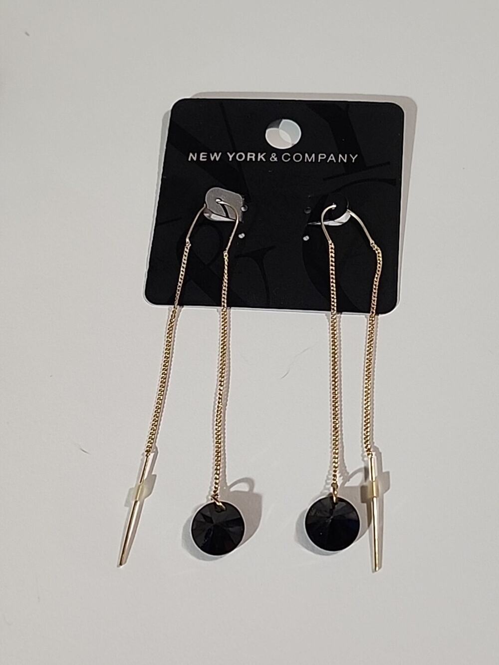 G by Gennaro Dangle Earrings Black Stone Gold Chain